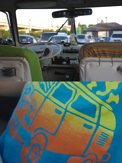 アキバス車内とゴーゴリ息子着用のバスシャツ